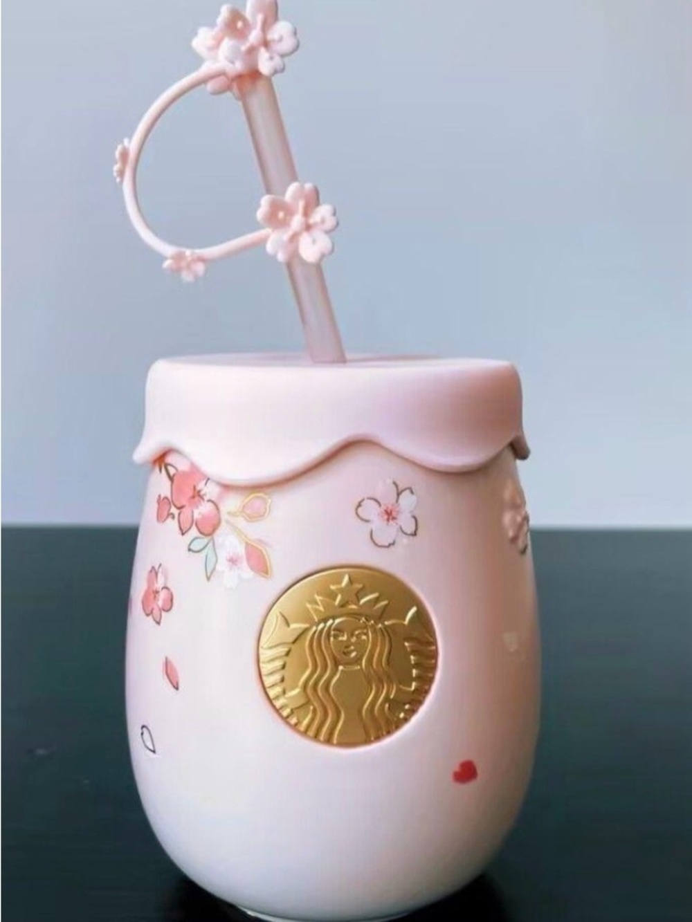 Vintage 2022 brand new Starbucks Pink Cherry Blossom Tumbler with Straw